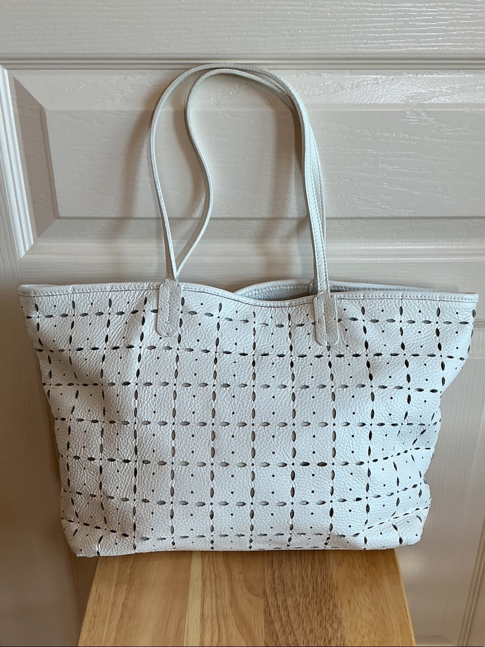 Doncaster White Laser Cut Leather Tote